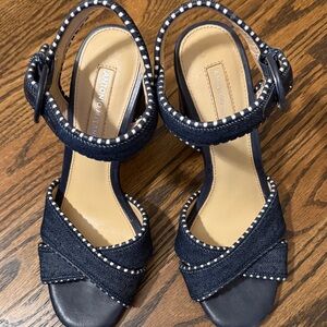 ANTONIO MELANI Dark Blue Platform Sandals